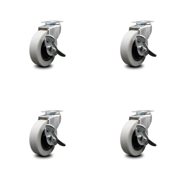 Service Caster 3 Inch Thermoplastic Wheel Top Plate Caster Set with Brakes SCC, 4PK SCC-05S310-TPRS-SLB-4 - main